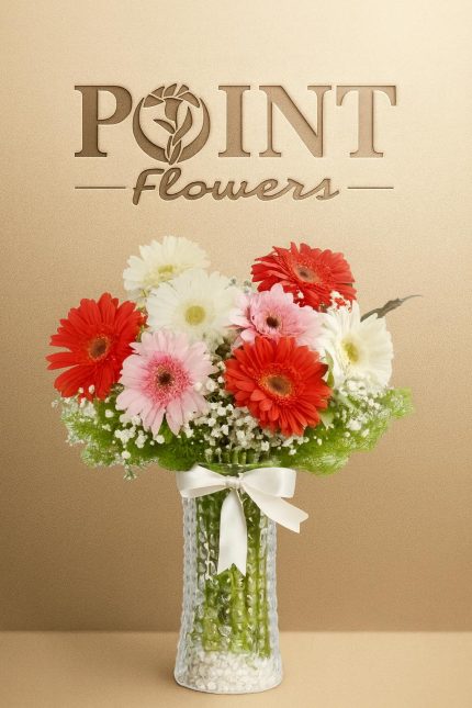 Cam Vazoda Renkli Gerberalar  ARJ0074