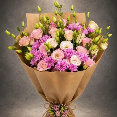 Premium Pembe Lisyantus Buketi Buca Çiçekçi BKT0053