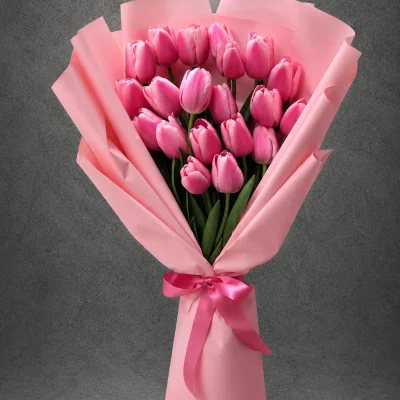 Pembe Lale Buketi. 20 Dal. Buca Çiçekçi. BKT0059