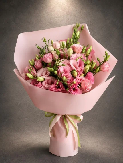 Soft Pembe Lisyantus Buketi. Buca Çiçekçi. BKT0085