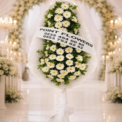 Beyaz Gerbera Çelenk. Buca Çiçekçi. CLK0020