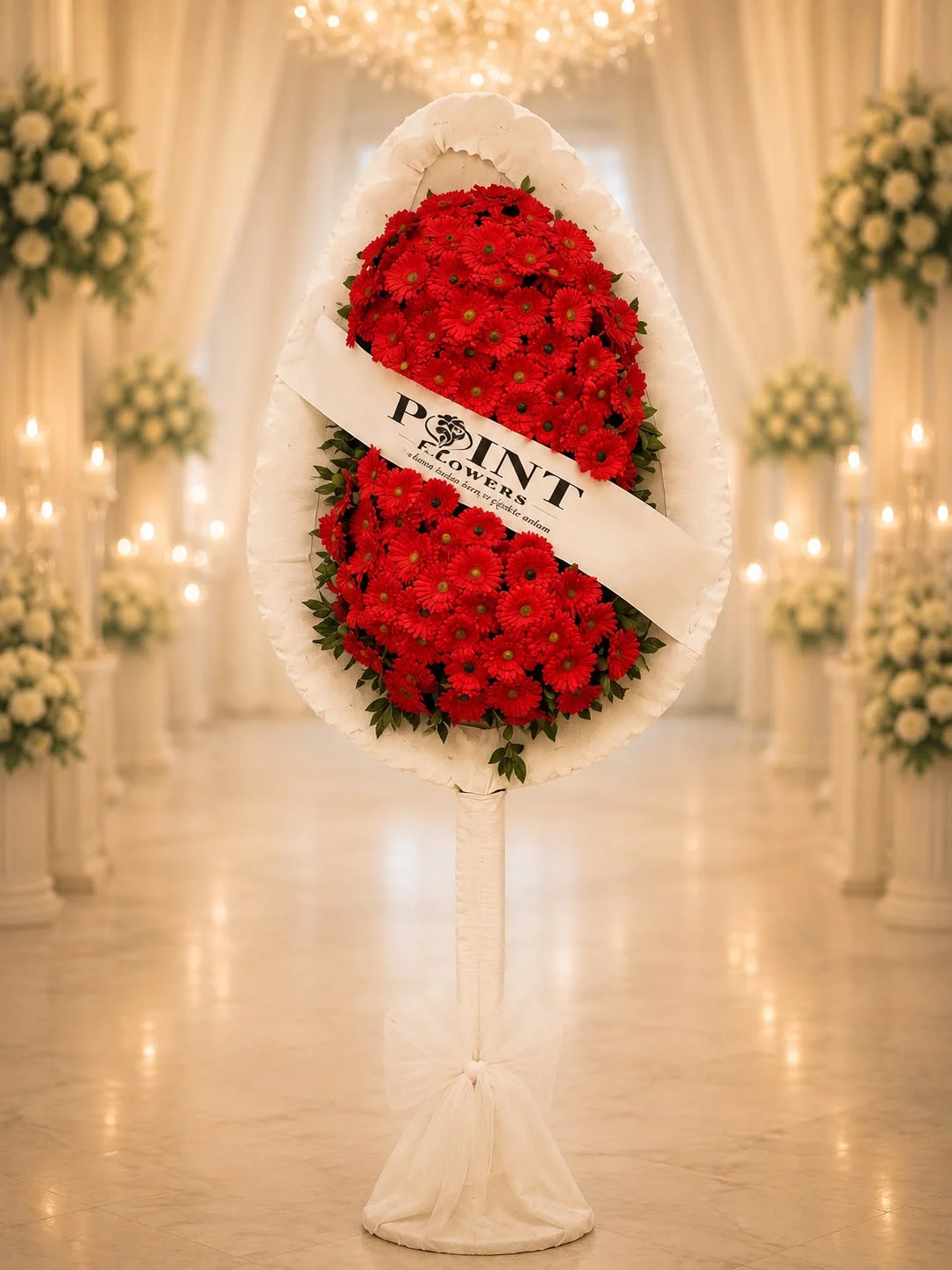 Buca-Cicekci-I-Izmir-Cicekci-CLK0050 YAPAY Kırmızı Gerbera Çelenk. Buca Çiçekçi. CLK0050