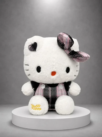 Sevimli Peluş Karakter 35 cm PLS0022 ekose kıyafetli premium peluş oyuncak